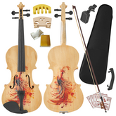 Full-Size Phoenix Carved Violin Outfit for Beginners & Artistic Performances