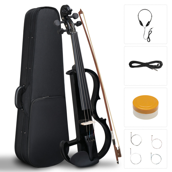 4/4 Entry-Level Black Electric Violin Set