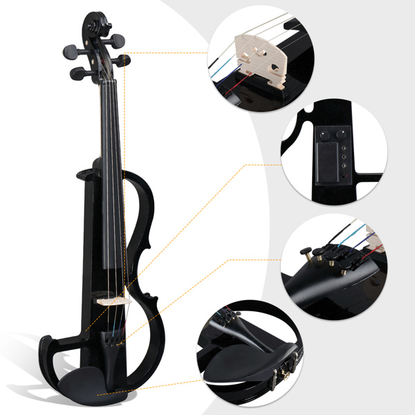 4/4 Entry-Level Black Electric Violin Set