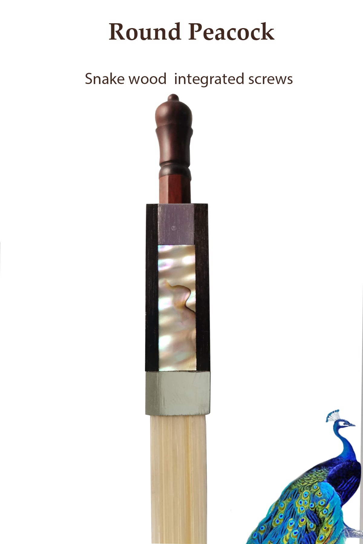 Brazilwood Violin Bow Peacock Carved Frog Elegant Quality B202