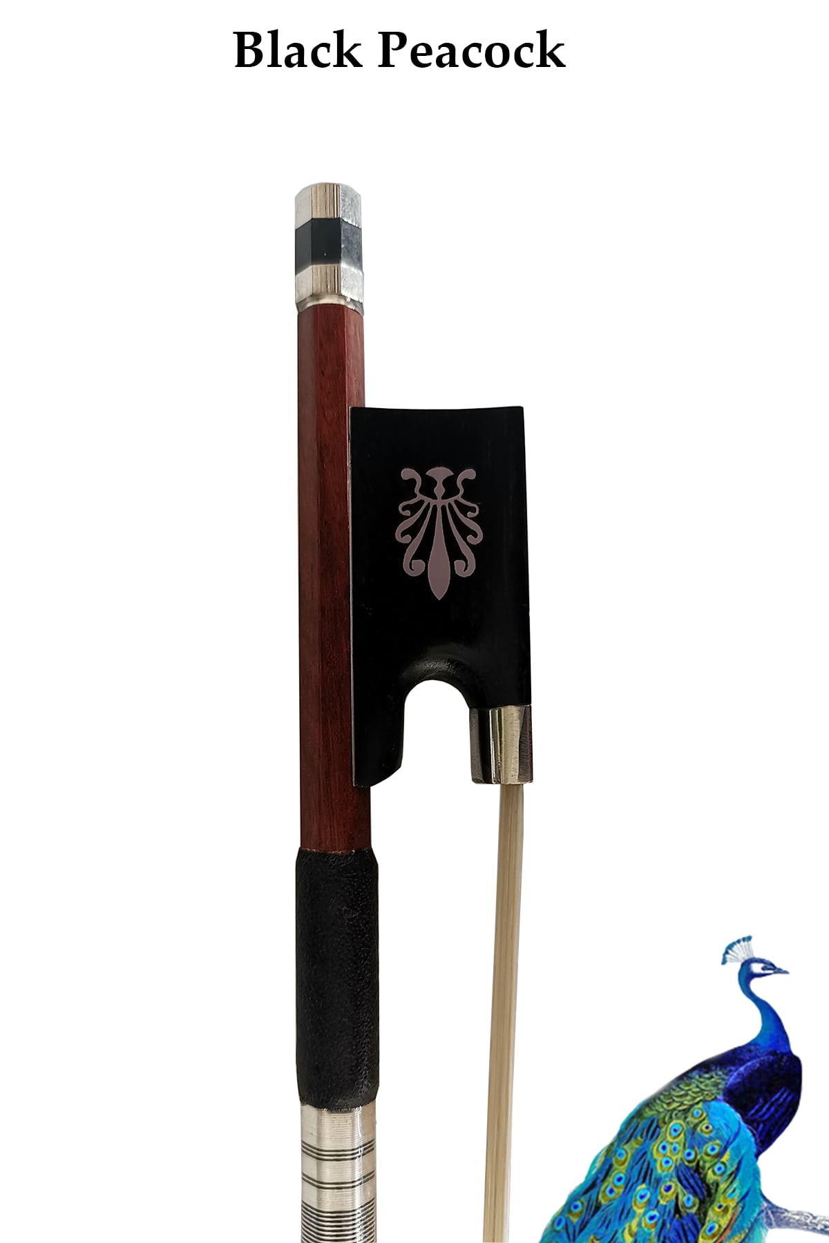 Brazilwood Violin Bow Peacock Carved Frog Elegant Quality B202