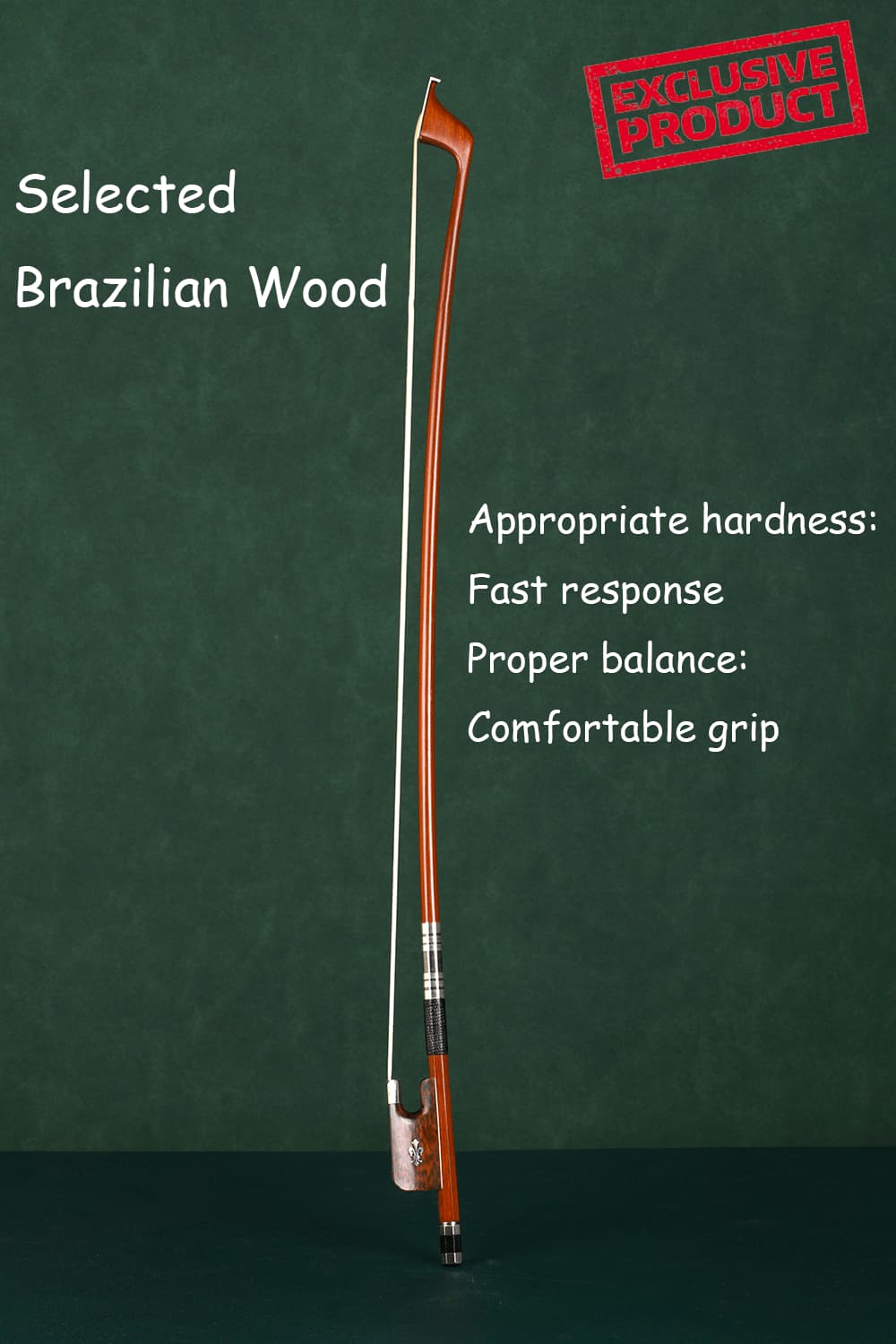 French Style Double Bass Bow B1174 - Snake Wood Frog 2