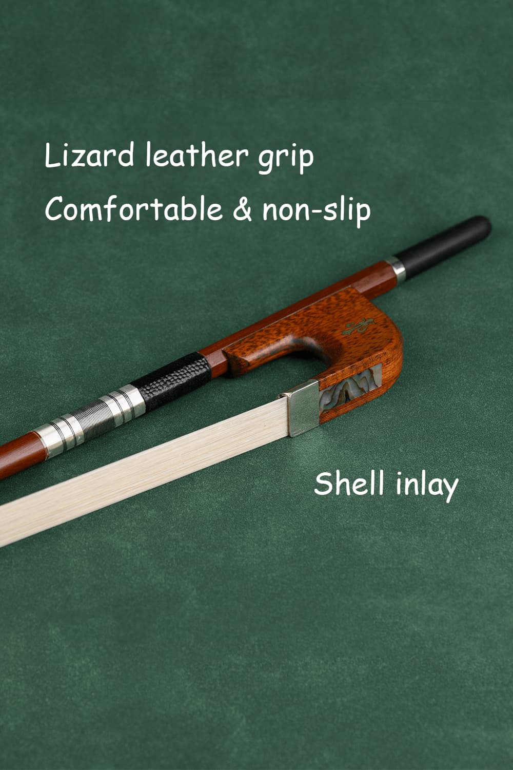 Premium Brazilian Wood German Bass Bow – Elegant Snakewood Frog 2