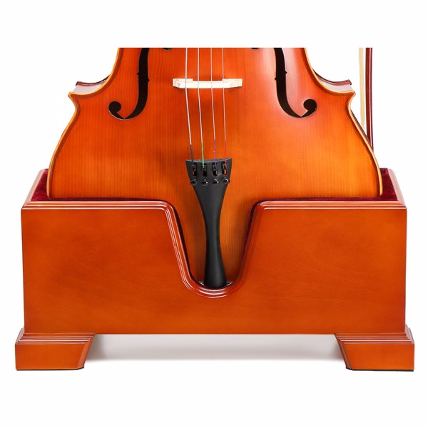 4/4 Cello Base Stand – Sturdy with Soft Lining, Reddish-Brown
