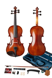 Matte Full Size 4/4 Beginner Violin Set WBow, Case, Rosin, Cleaning Cloth, Strings, Mute, Tuner