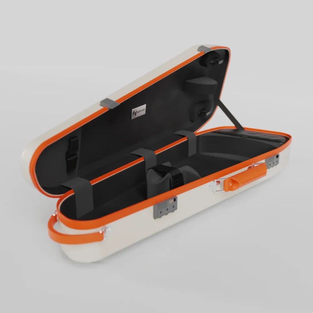 Negri Quantum Triangular Violin Case - Radiant Ivory/Orange