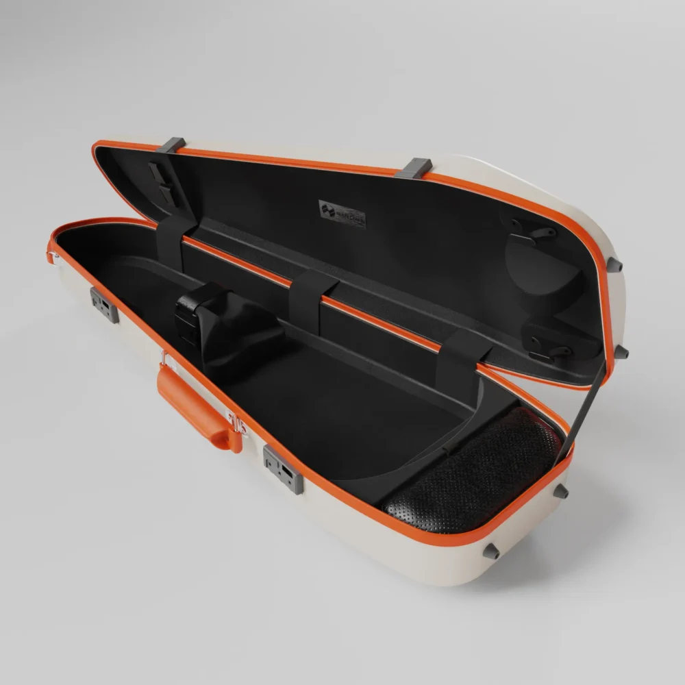Negri Quantum Triangular Violin Case - Radiant Ivory/Orange