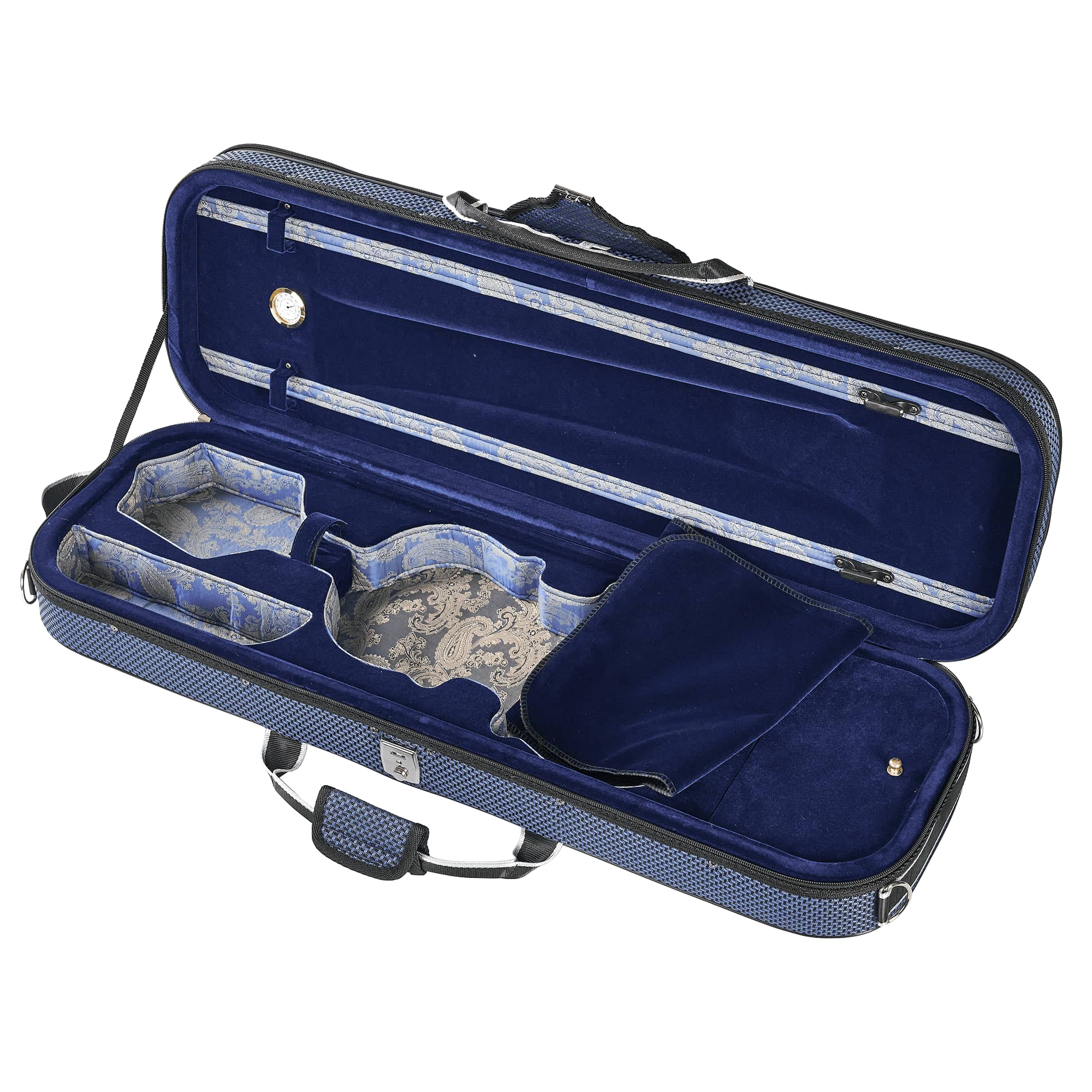 Premium Embroidered Square Blue Violin Case CT14 (Unique)