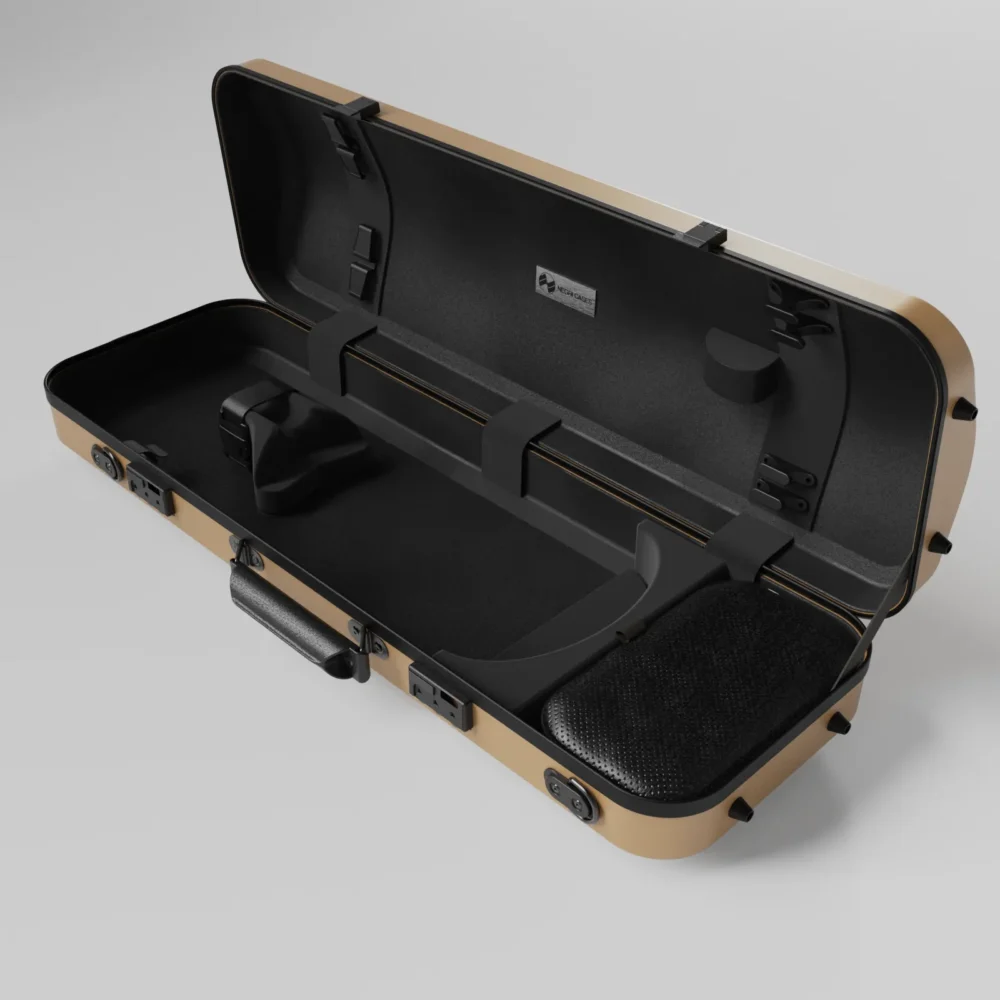 Quantum Oblong Violin Case Golden Sand - Black Negri