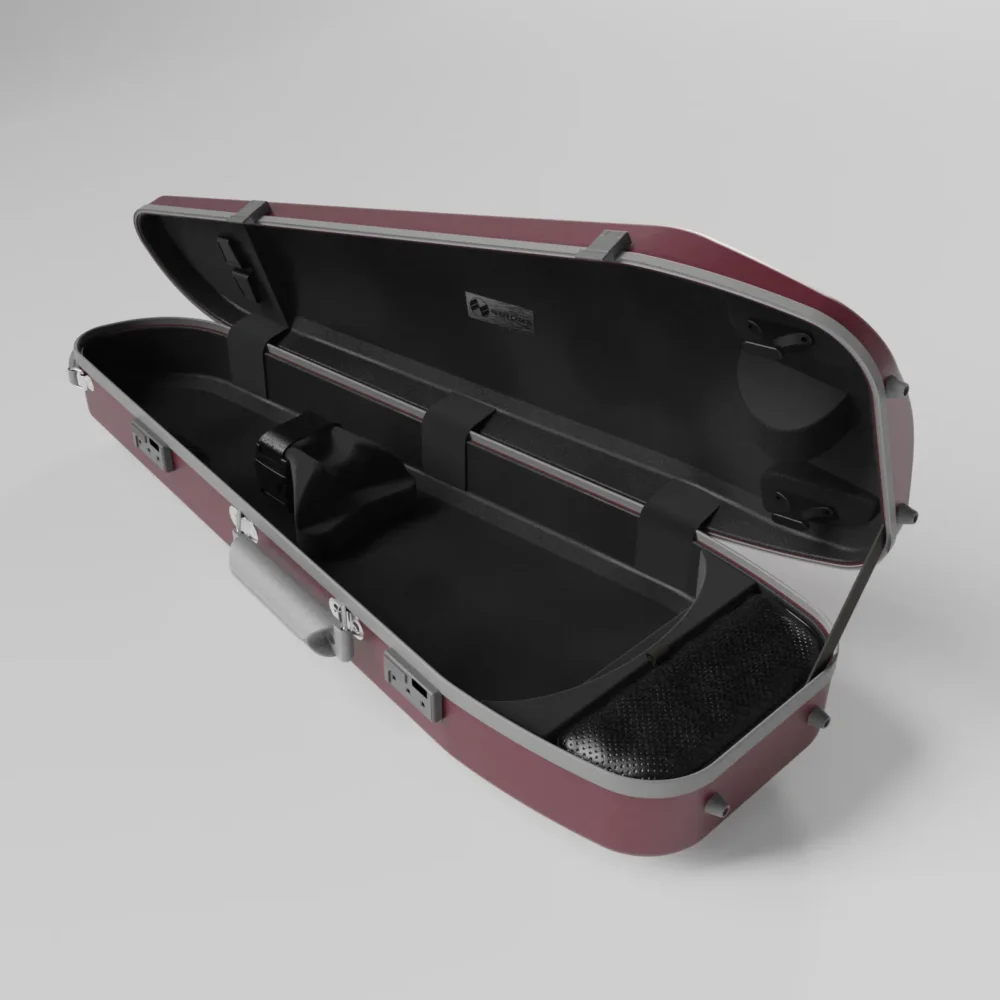 Quantum Triangular Violin Case Imperial Red - Grey Negri