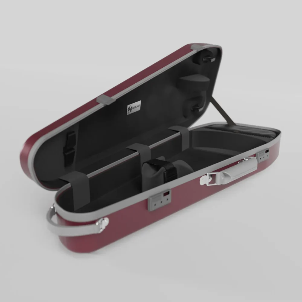 Quantum Triangular Violin Case Imperial Red - Grey Negri