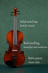 4/4 Full Size Solid Maple Wood and Ebony Fittings, Beginner Violin Outfit