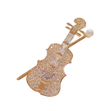 Gold Glitter Violin Brooch V5